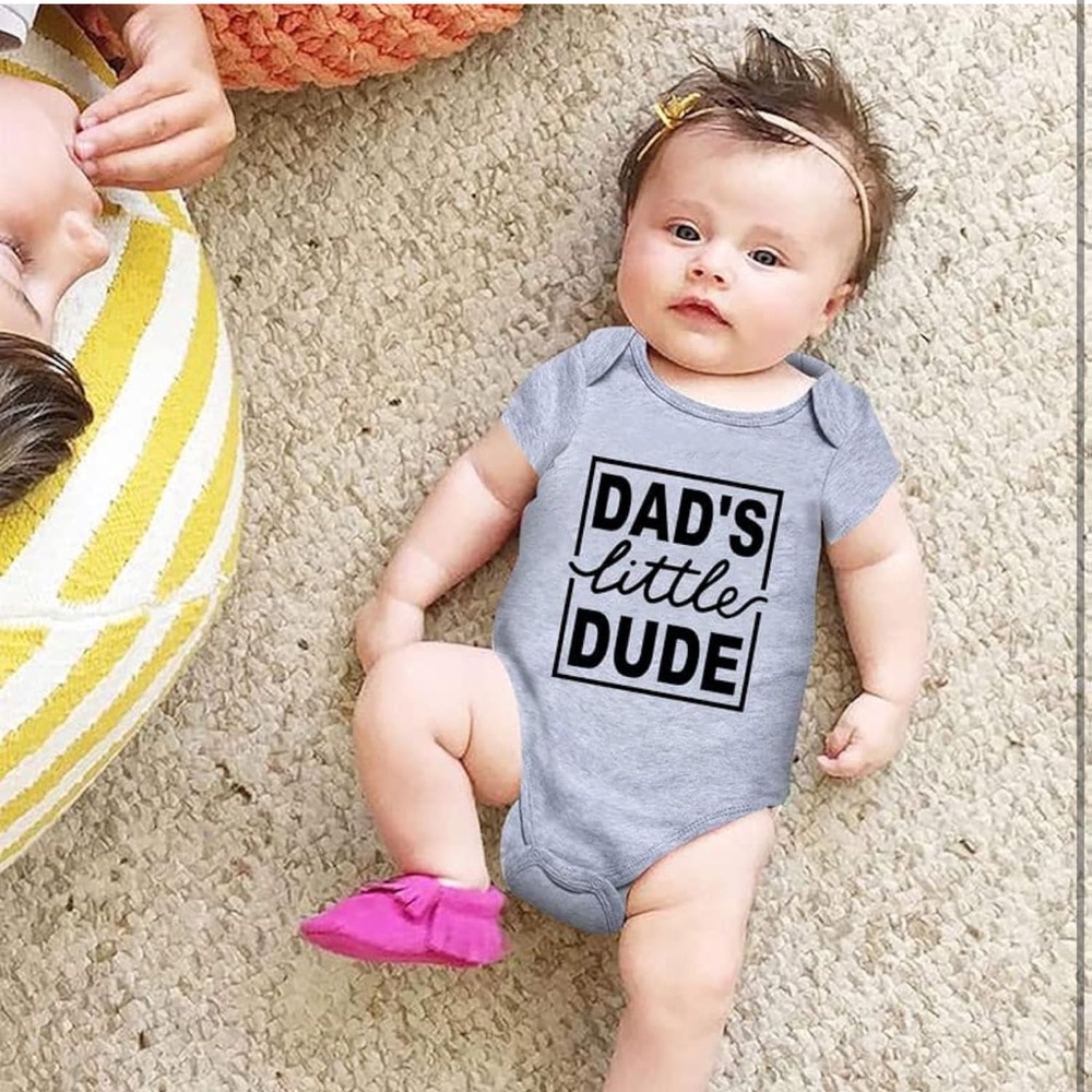 NIP Gray Dad's Little Dude Onesie Size 0-3m - Picture 2 of 3